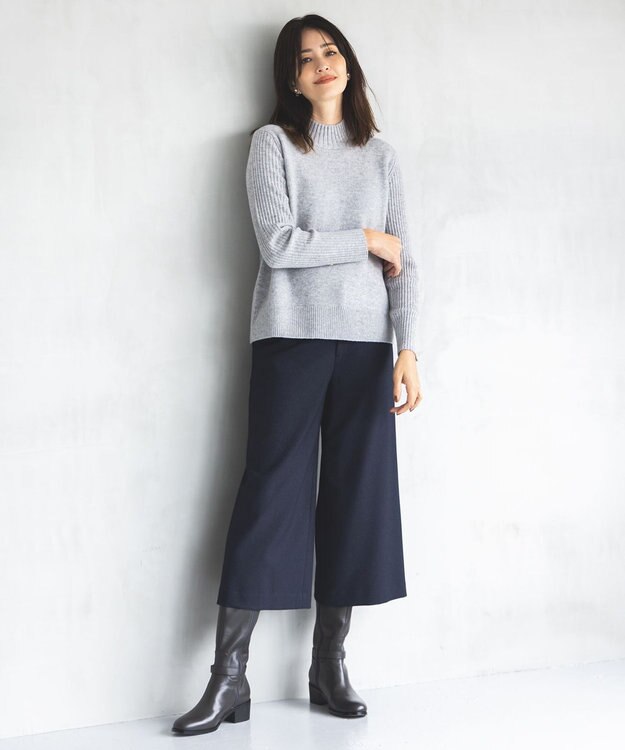 J.PRESS LADIES L 【WEB限定カラーあり・洗える】ツムギート flannel ワイド クロップド パンツ 【WEB限定】ネイビー系