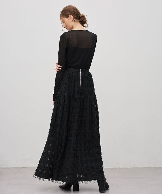 uncrave フリンジレース ティアードスカート ブラック