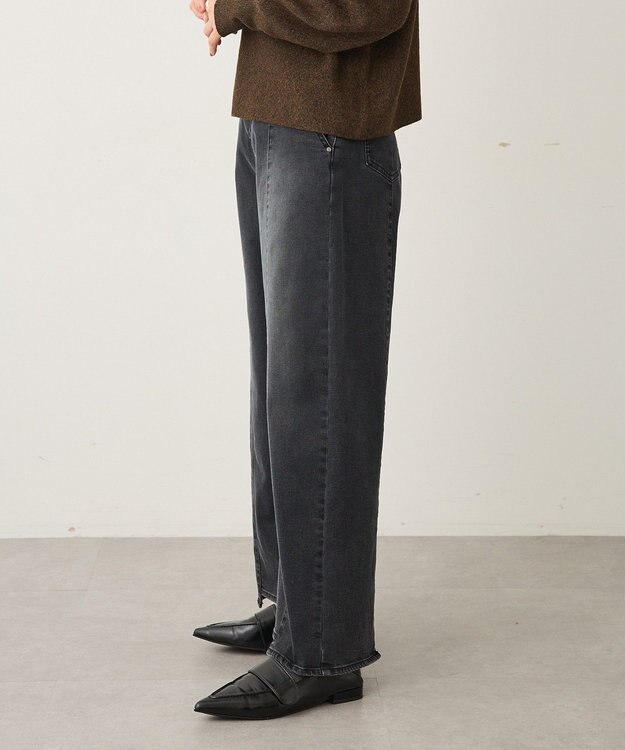 CRAFT STANDARD BOUTIQUE 裏起毛デニムワイドストレートパンツ Black