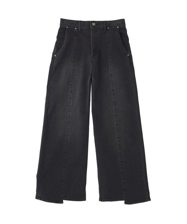 CRAFT STANDARD BOUTIQUE 裏起毛デニムワイドストレートパンツ Black