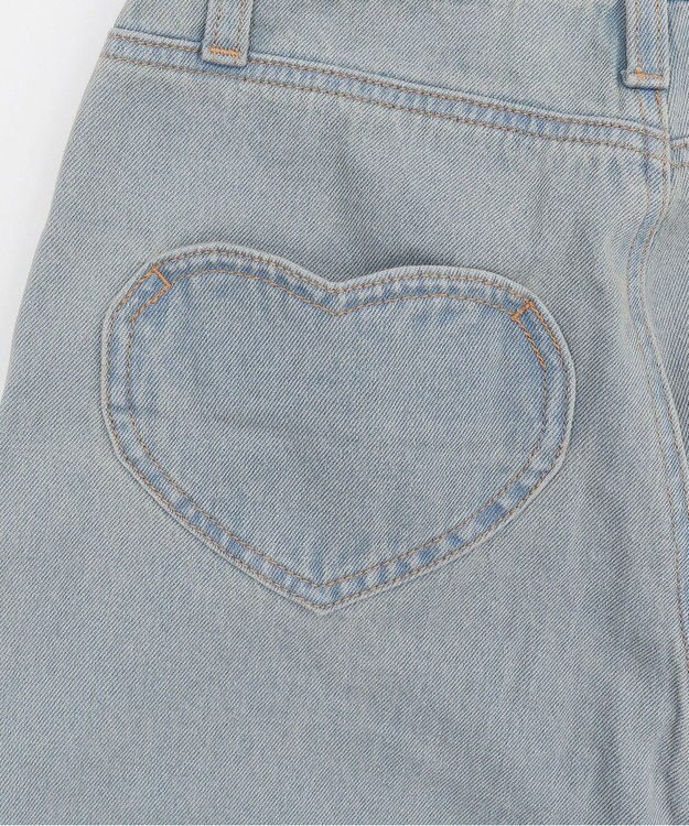 WEGO ハートポケットストレートデニムパンツ デニム淡加工色