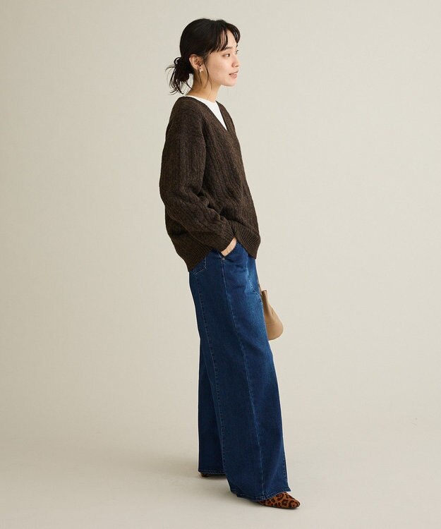 CRAFT STANDARD BOUTIQUE 裏起毛デニムワイドストレートパンツ Indigo