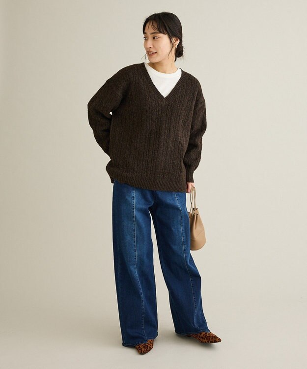 CRAFT STANDARD BOUTIQUE 裏起毛デニムワイドストレートパンツ Indigo