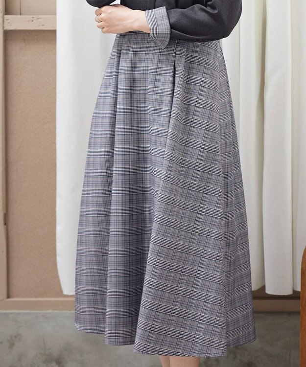 Tiaclasse 【洗える】チェックドッキングワンピース チャコールグレー