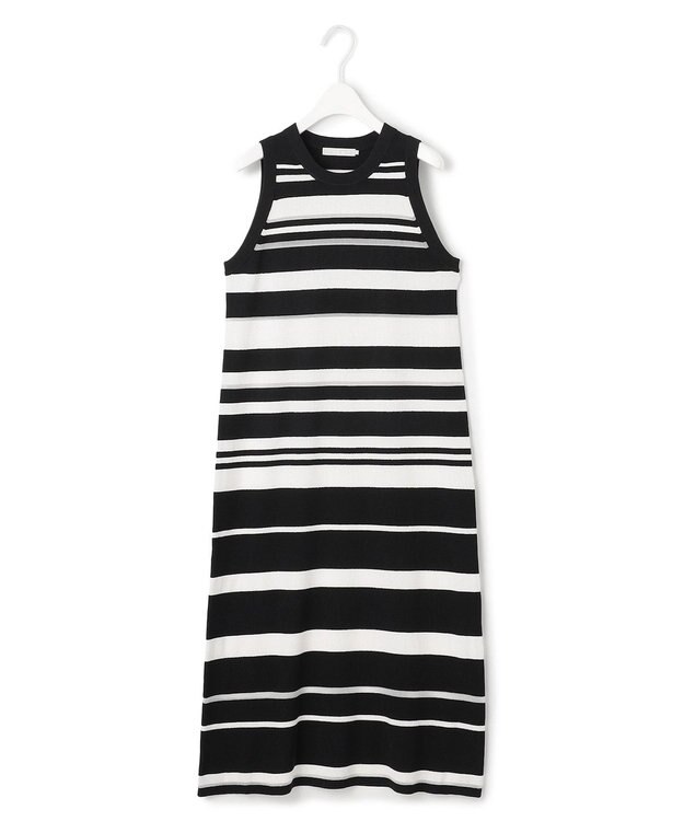 ICB 【洗える】 マルチボーダーワンピース ブラック系