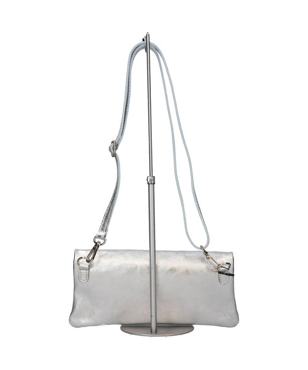 INTER-CHAUSSURES 【ANDREA CARDONE】レザーワイドショルダーバッグ シルバー