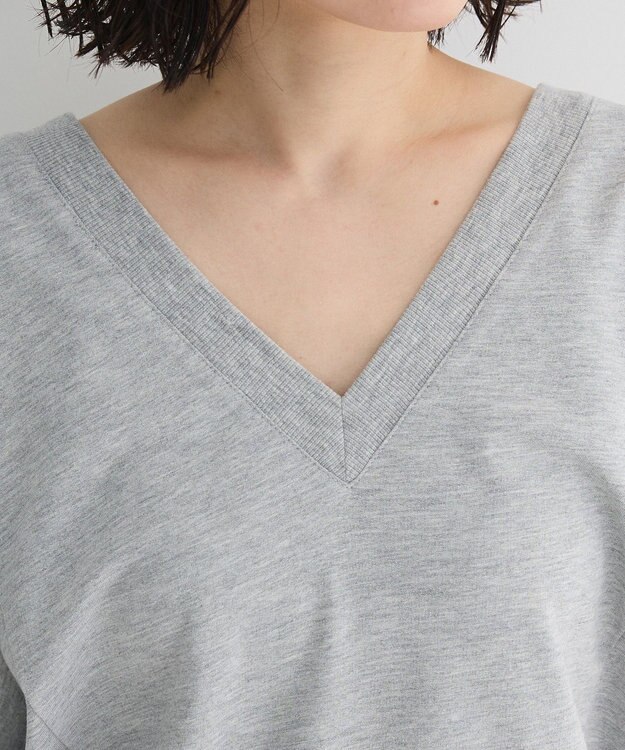 Green Parks 深Ｖネックミニ裏毛フレンチスリーブプルオーバー Gray