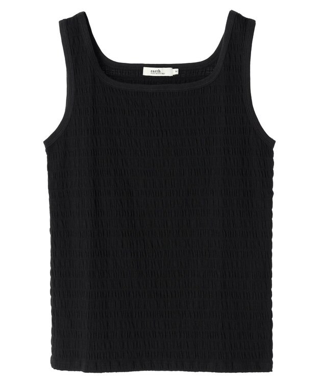 earth music&ecology シャーリングタンクトップ Black