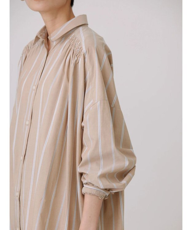 AMERICAN HOLIC バックギャザーシャツワンピース Stripe