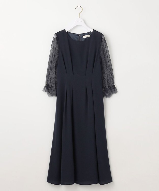 ANY SIS 【Lily Calin】レーススリーブタック ドレス ネイビー