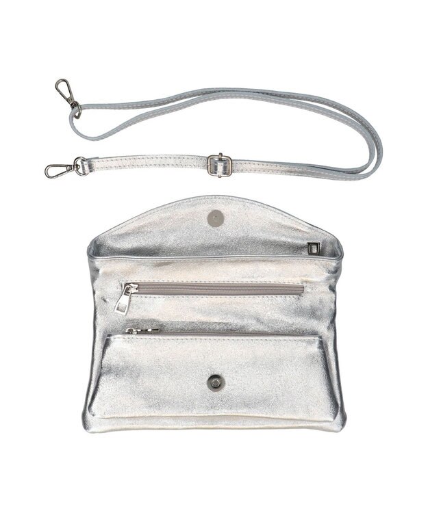 INTER-CHAUSSURES 【ANDREA CARDONE】レザーワイドショルダーバッグ シルバー