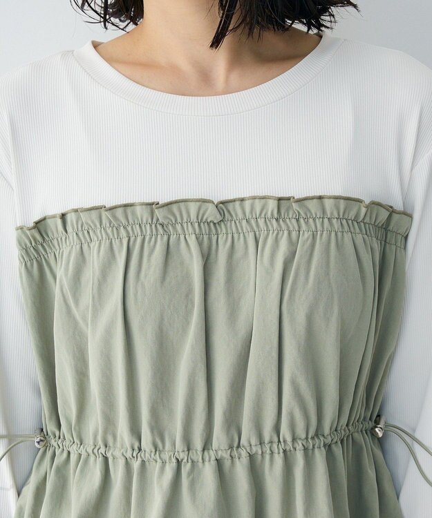 Green Parks ペプラムドッキングワンピース Khaki