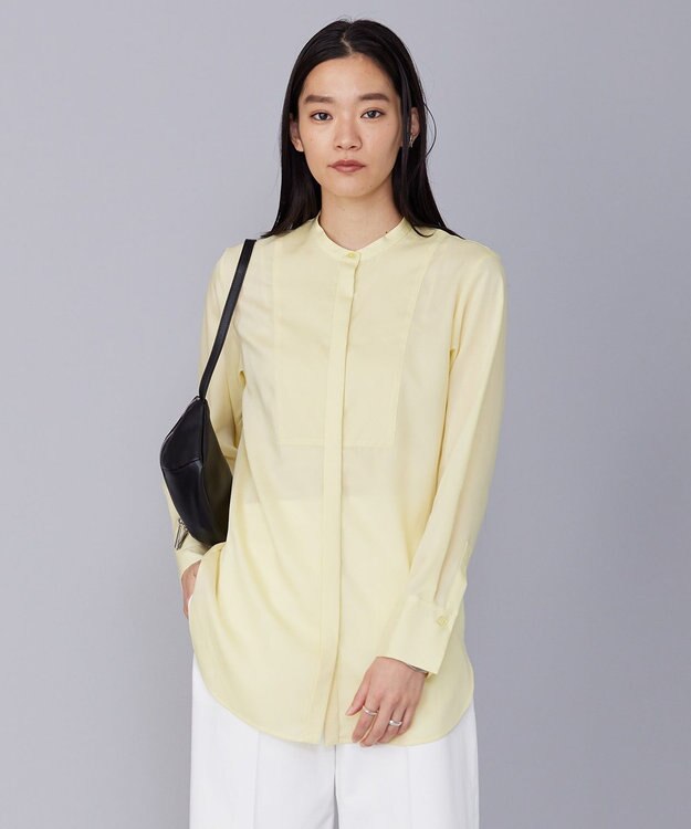 ICB L 【洗える】 リヨセルローン ブザムシャツ イエロー系