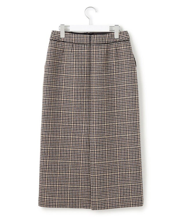 23区 【見上愛さん着用】ボンディングチェックツイード Iライン スカート ブラウンチェック