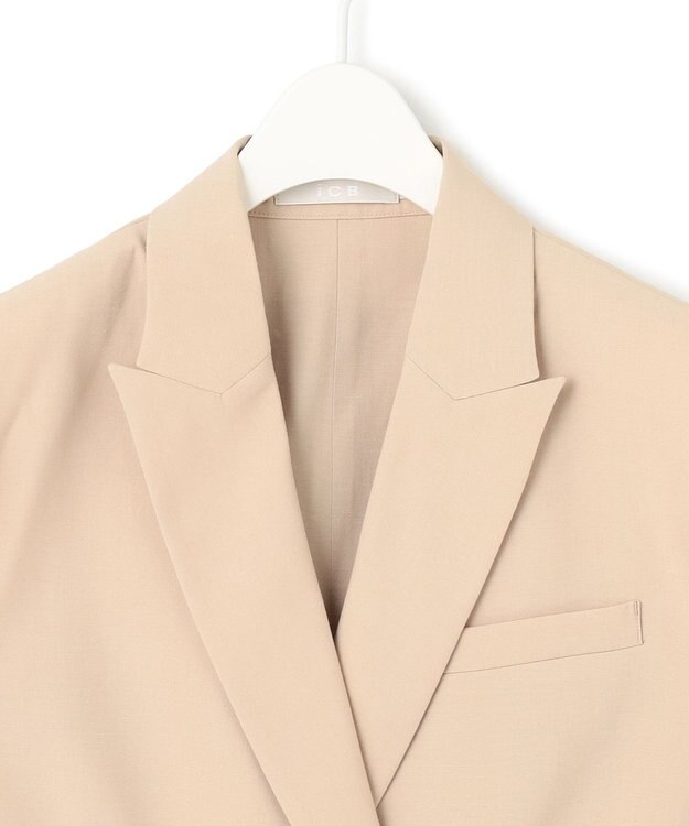 ICB 【接触冷感・UVカット・洗える】 T/Rドライリネン ショートジレ ベージュ系