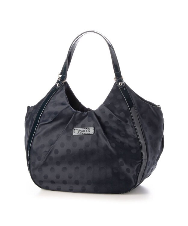 Y'SACCS ドット柄ジャガードエナメルアクセント2wayトート ダークネイビー