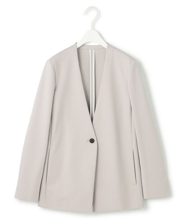 ICB 【洗える】コットンコンプレッシャー ノーカラージャケット トープ系