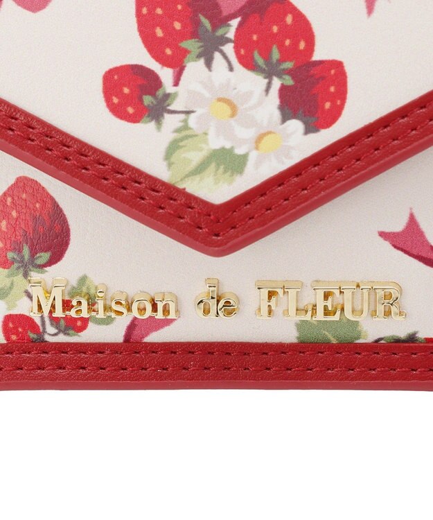Maison de FLEUR いちご柄カードケース Red