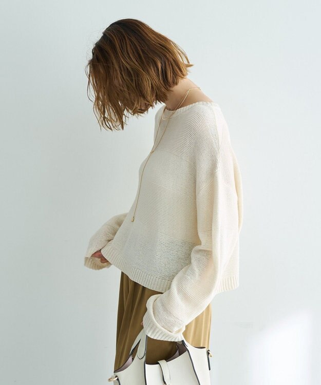 YECCA VECCA テープヤーンルーズニットプルオーバー Ivory
