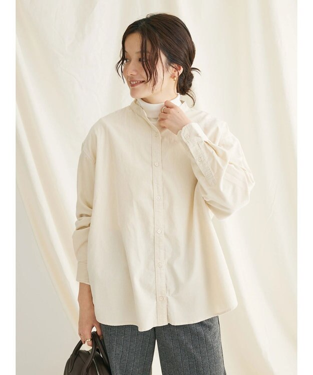 CRAFT STANDARD BOUTIQUE コーデュロイバンドカラーシャツ Ivory