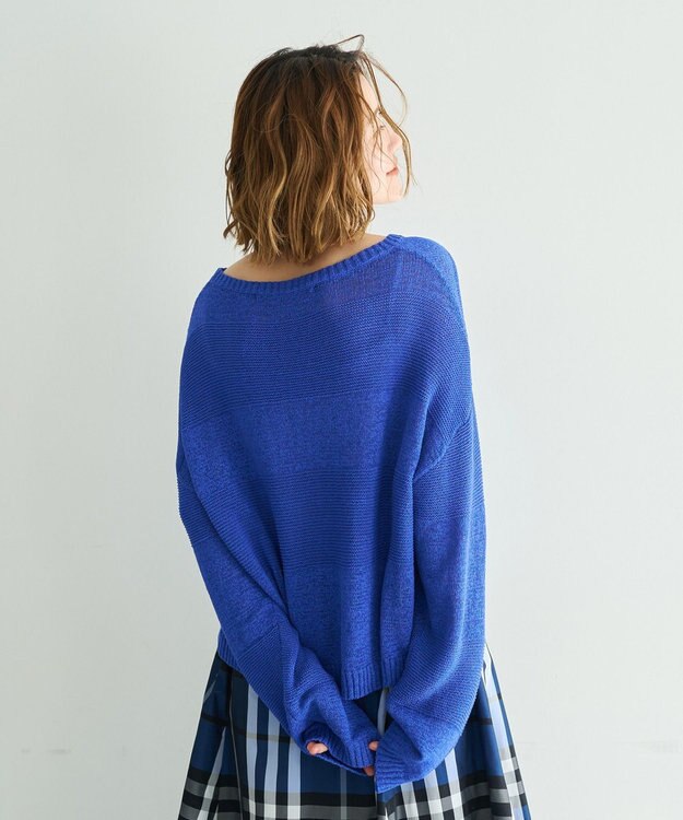 YECCA VECCA テープヤーンルーズニットプルオーバー Blue
