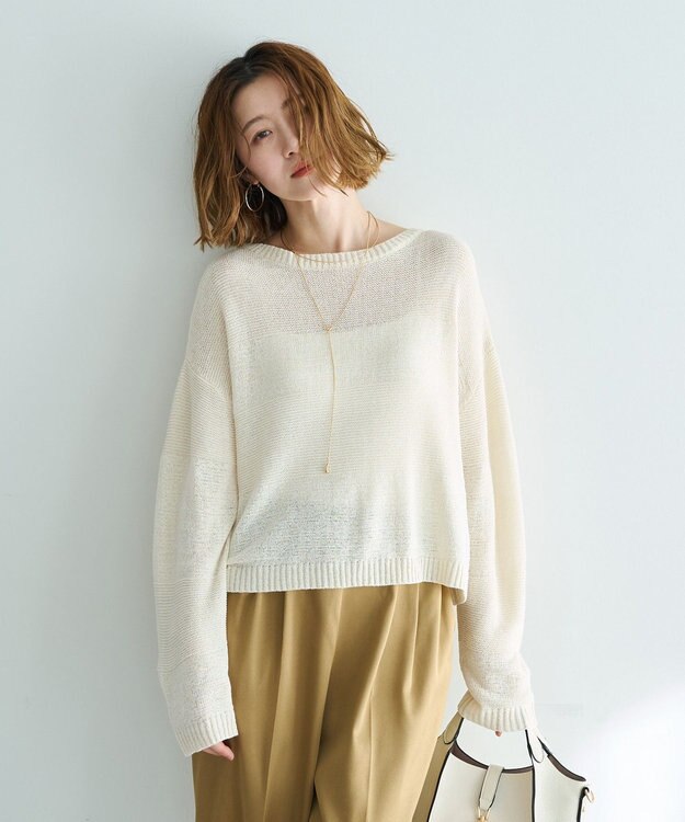 YECCA VECCA テープヤーンルーズニットプルオーバー Ivory