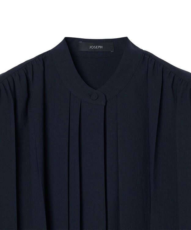 JOSEPH エアリープリッセ　ロングスリーブブラウス Navy