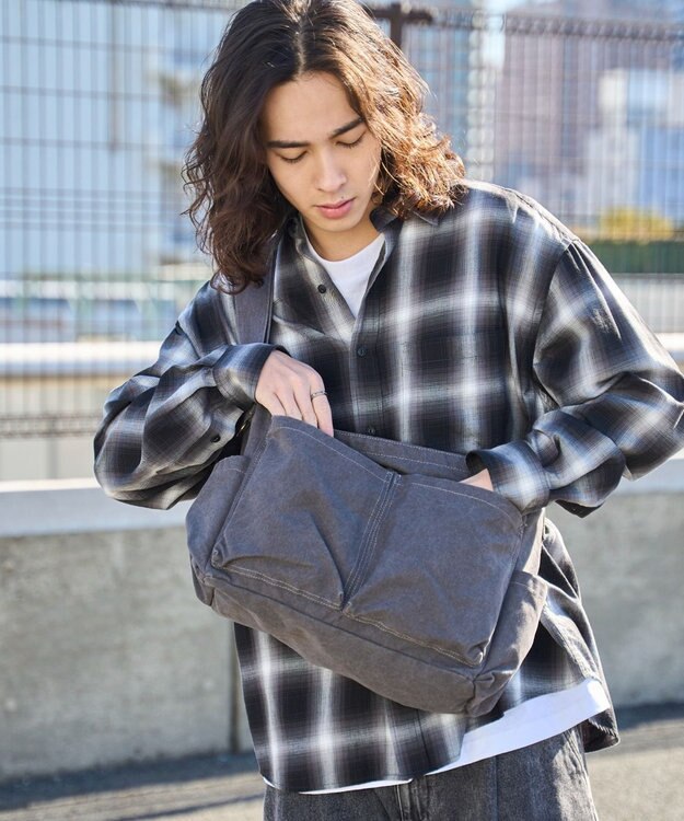 WEGO 立体ポケットキャンバスショルダー ダークグレー