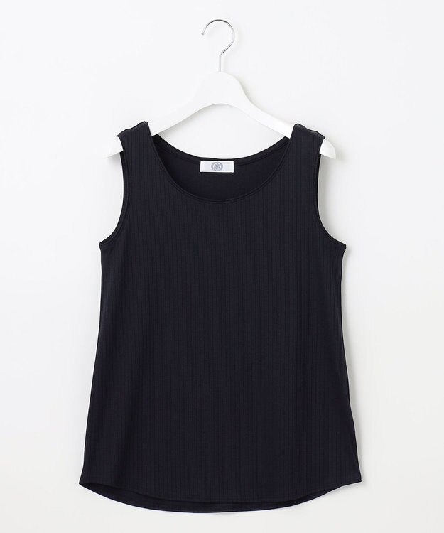 J.PRESS LADIES コットンリブ ノースリーブ カットソー ネイビー系