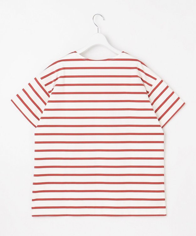 自由区 S 【洗える】ボーダーワイドBIG Tシャツ オフ×レッド