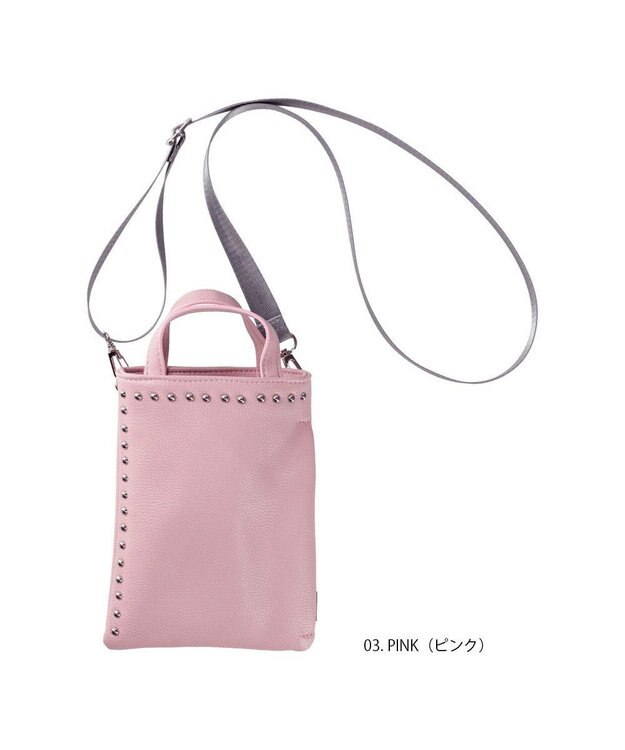 ROOTOTE 0661【直営店限定:ミニショルダー】ベビールー.シルバースタッヅ-A 03：ピンク