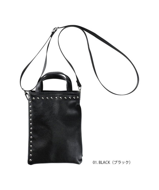 ROOTOTE 0661【直営店限定:ミニショルダー】ベビールー.シルバースタッヅ-A 01：ブラック