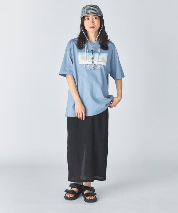 OP／FILA 【Ocean Pacific】フォトプリントTシャツ ブルー