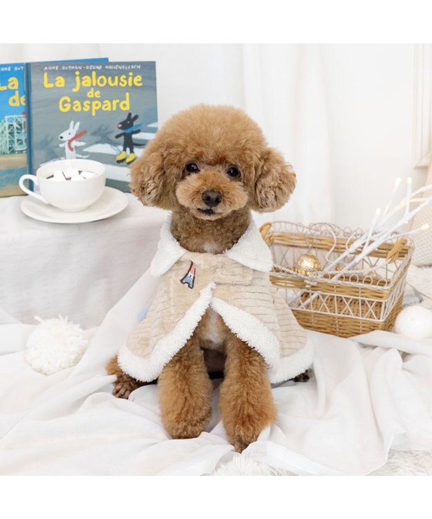 PET PARADISE リサとガスパール ぽんぽん ポンチョ 小型犬 ベージュ