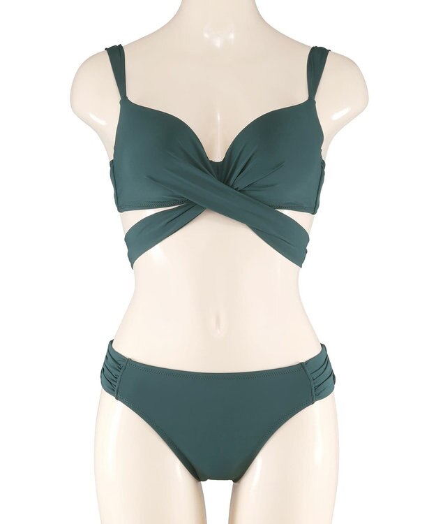 San-ai Resort（三愛水着楽園） WEB限定商品ノンワイヤーなのにぷっくり美胸を作るダブルアップクロスビキニ M1 M2 L1 San-ai Resort（サンアイリゾート） グリーン