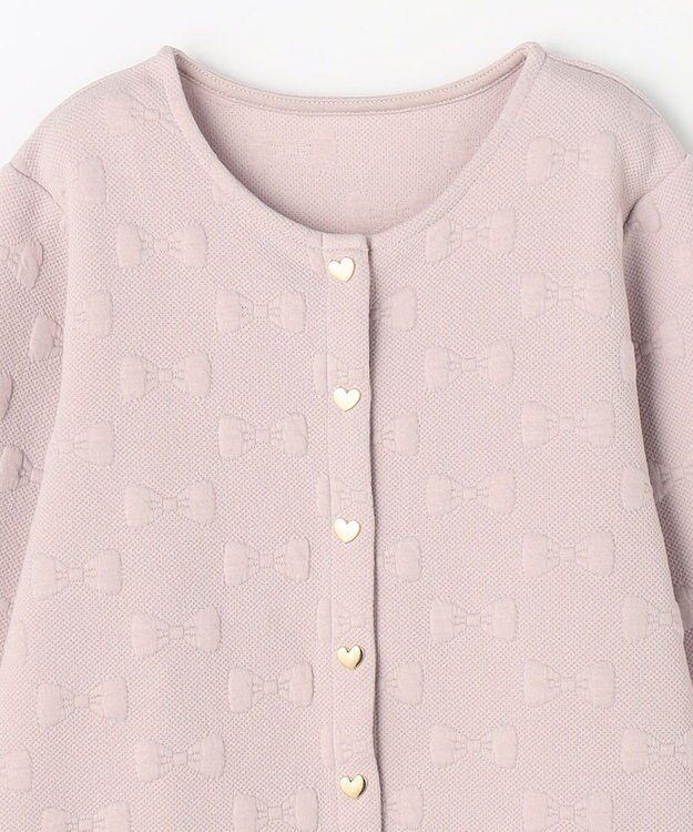 ANY KIDS リボン ジャガード カーディガン ベージュ