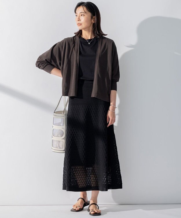 23区 【洗える】ALBINIジャージー バックフレア Tシャツ ブラック系