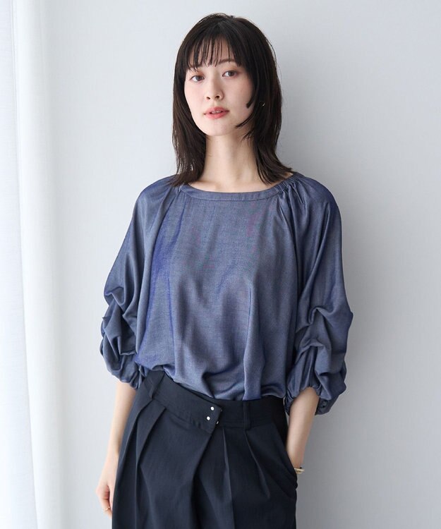 YECCA VECCA ホイップスリーブブラウス Navy