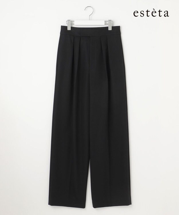 23区 【エステータ】コットンダブルクロス ワイドシルエットパンツ ブラック系