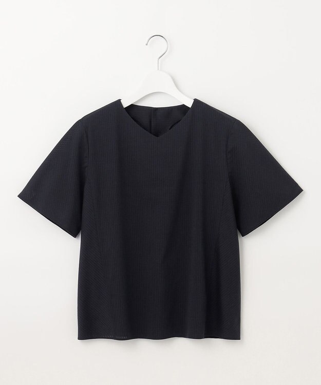 J.PRESS LADIES L カールマイヤーシアー シャドーストライプ カットソー ネイビー系