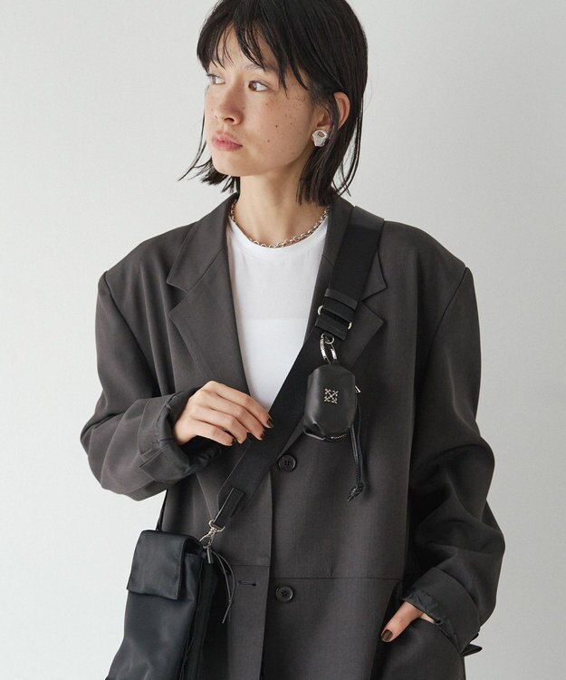 russet ≪500mlペットボトルが入る≫ナイロン多機能ミニショルダーバッグ(CE-1613) Black