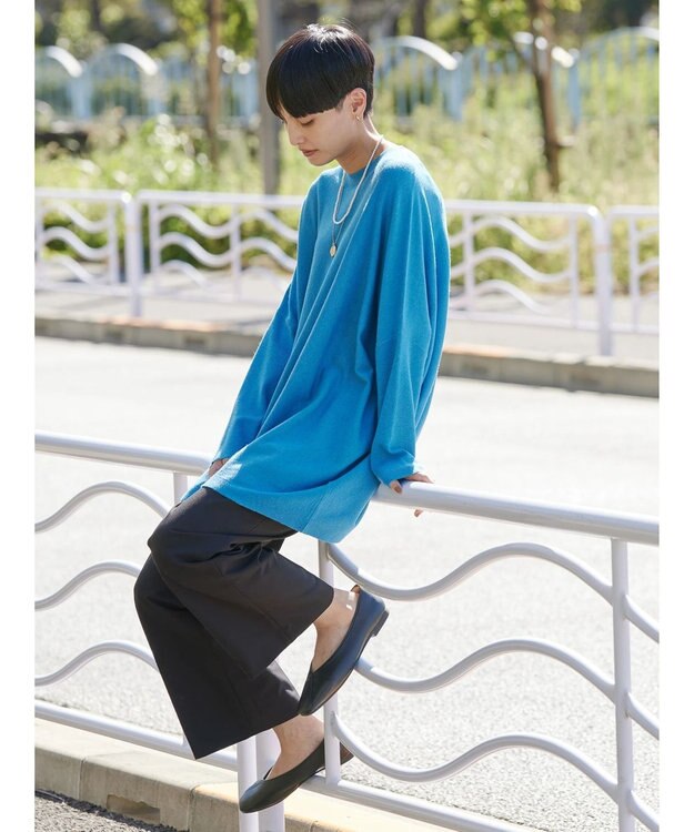 AMERICAN HOLIC バイパチポンチョライクＢＩＧニットチュニック Blue