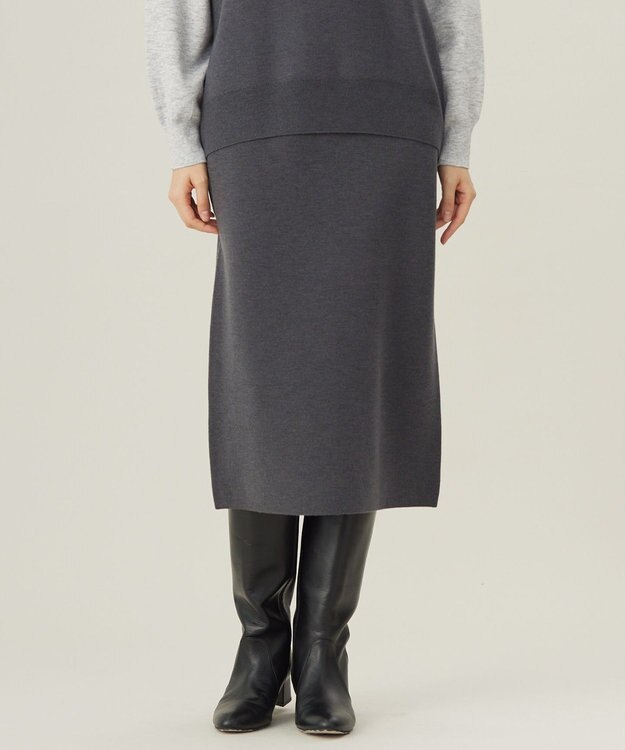 自由区 S 【カタログ掲載・セットアップ対応・洗える】スムージーニット スカート スレート