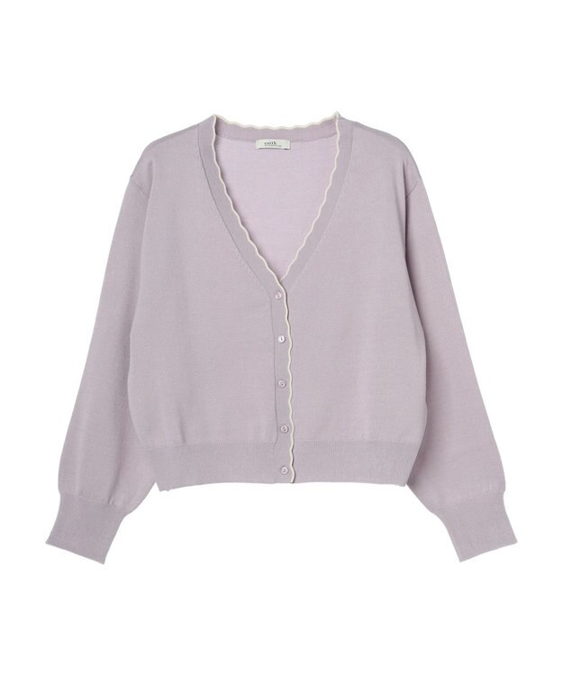 earth music&ecology ちびスカラップカーディガン Lavender