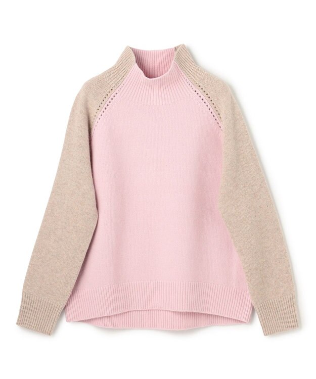 BEIGE， RULE / ウールカシミヤバイカラーハイネックニット Lilac × Taupe