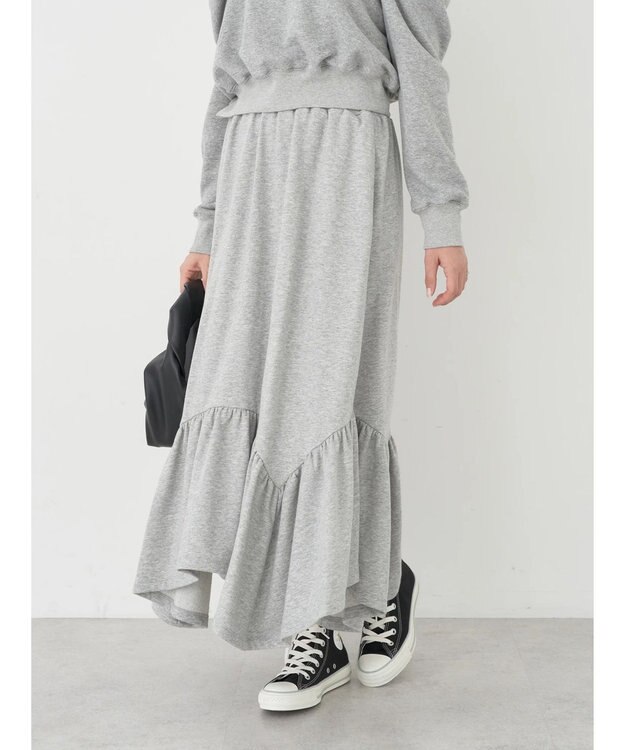 earth music&ecology ウラケ裾フリルスカート Gray