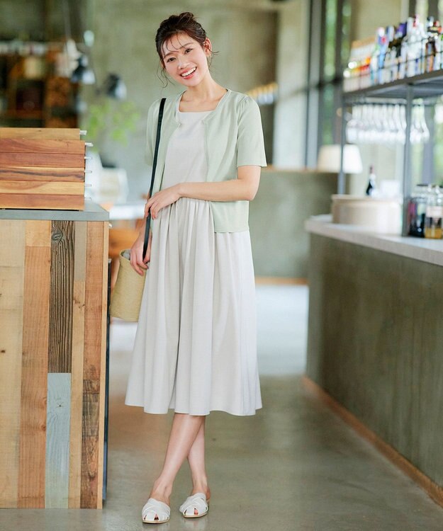 Tiaclasse L 【新色追加・洗える・UVケア・接触冷感】サマーニット半袖カーディガン スモーキーミント