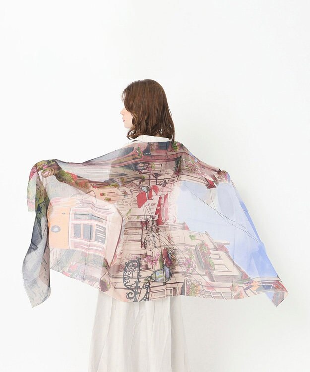 MOONBAT Hanato(ハナト) コットンシルクビッグストール／70×175cm サックスブルー