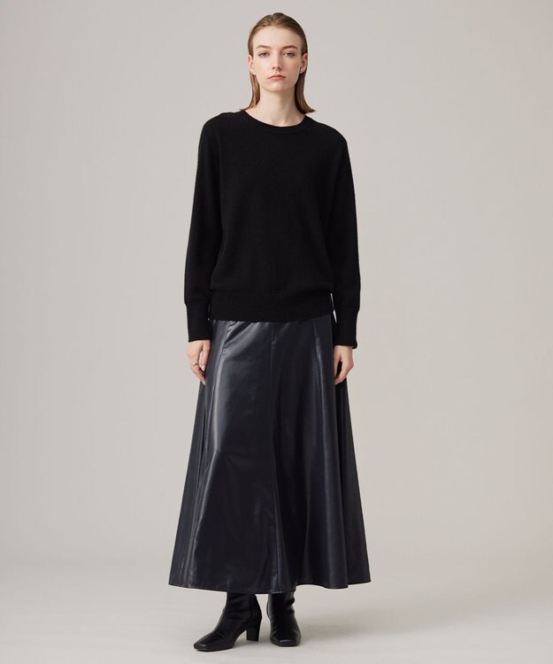 ICB 【CLASSY.1月号掲載・前後着用可能】ピュアカシミヤ バイカラーニット ブラック×ネイビー系