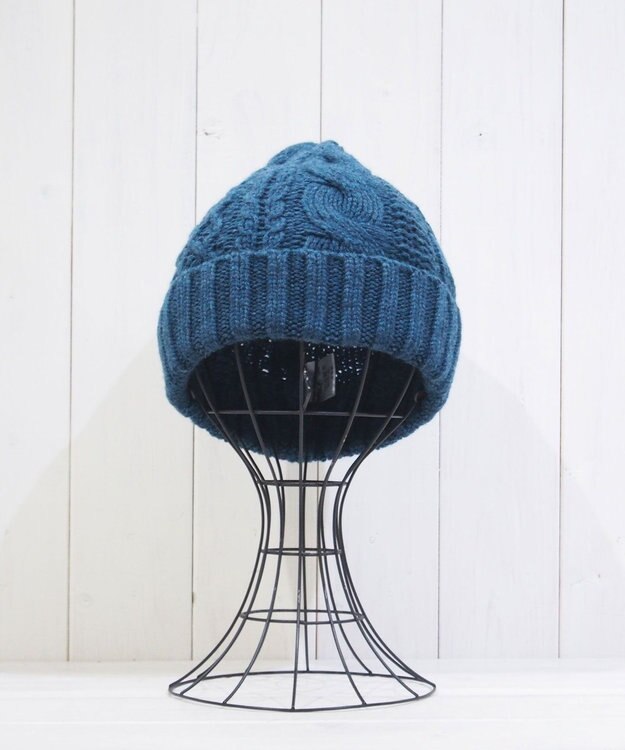 石田製帽 〈新色追加！〉カシミヤニット アラン編みワッチN ニット帽 ブルーグリーン